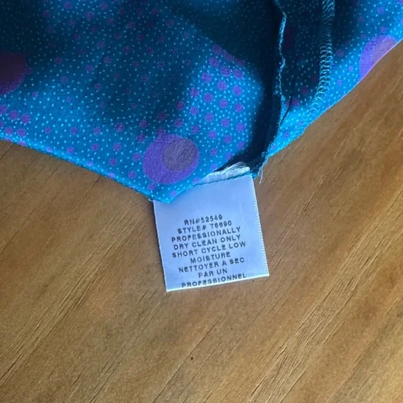 Vintage Laundry By Shelli Segal Blue tank with pink Accents medium side zip silk - Picture 7 of 9